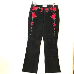 Vintage Margaret Godfrey Embroidered Suede Pants